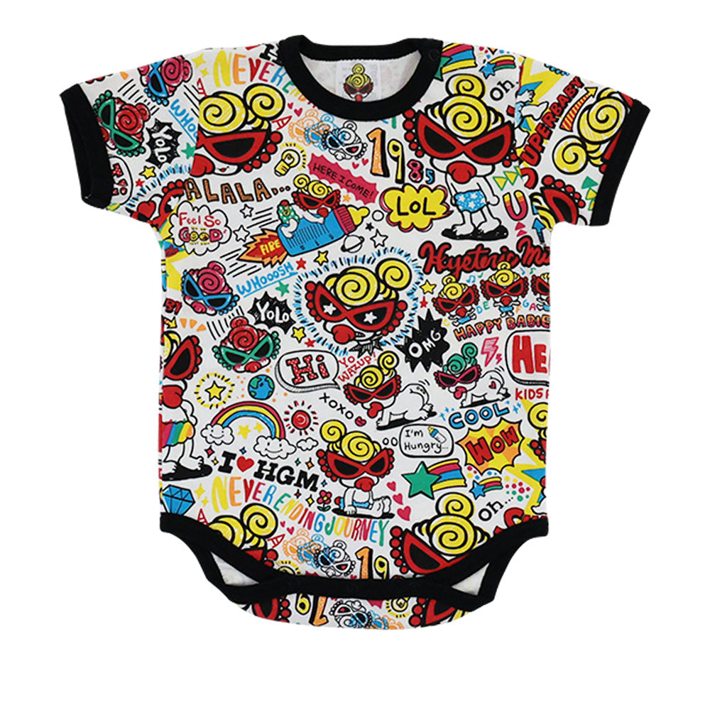 DOODLE POP総柄 半袖ロンパース