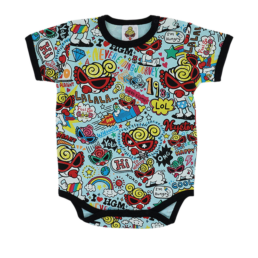 DOODLE POP総柄 半袖ロンパース