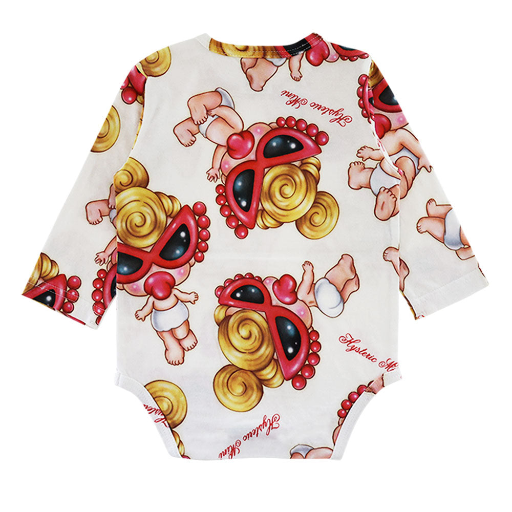 Sweet memories総柄 長袖ロンパース