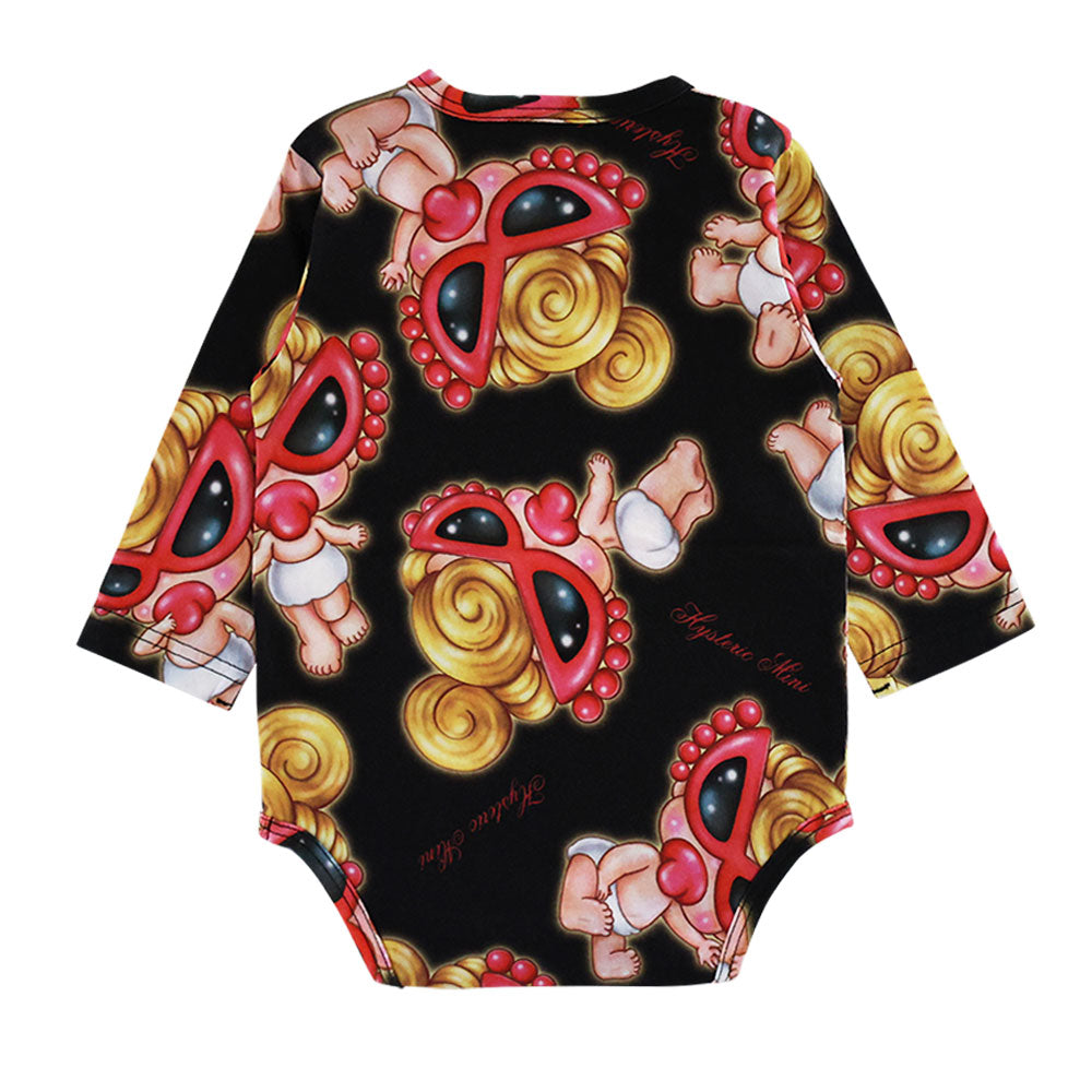 Sweet memories総柄 長袖ロンパース