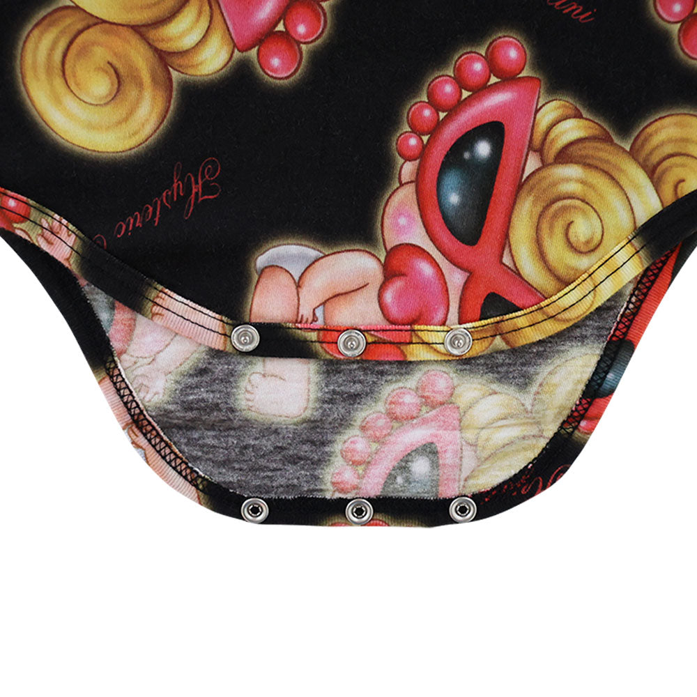 Sweet memories総柄 長袖ロンパース