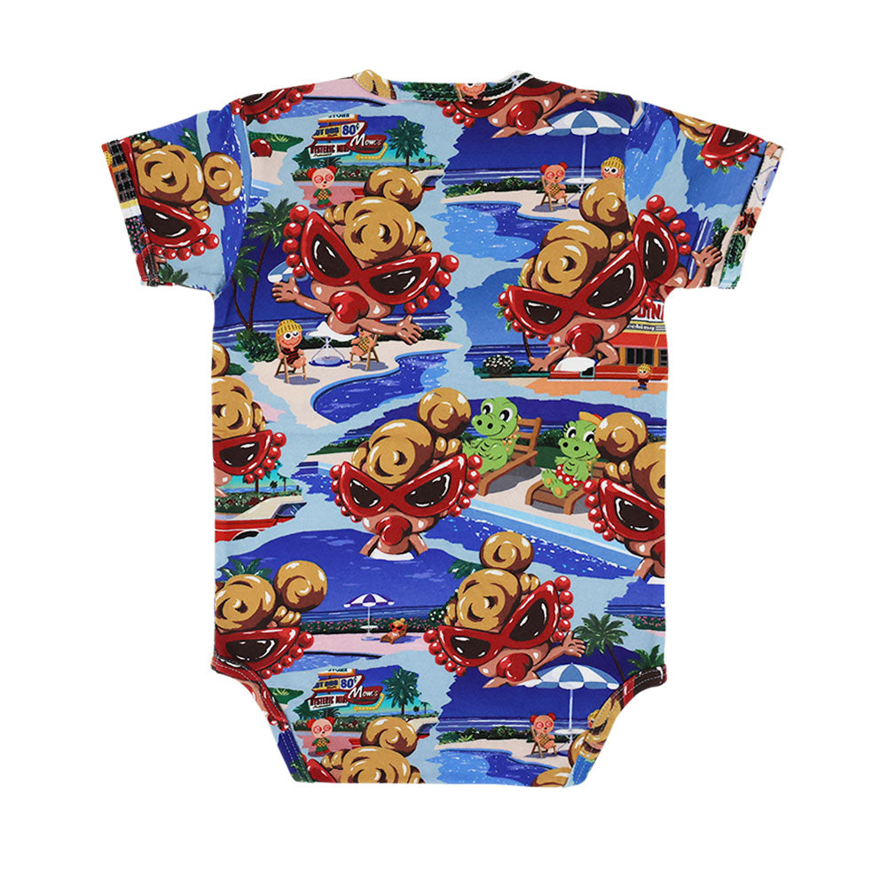 A SONG VACATION総柄 半袖ロンパース