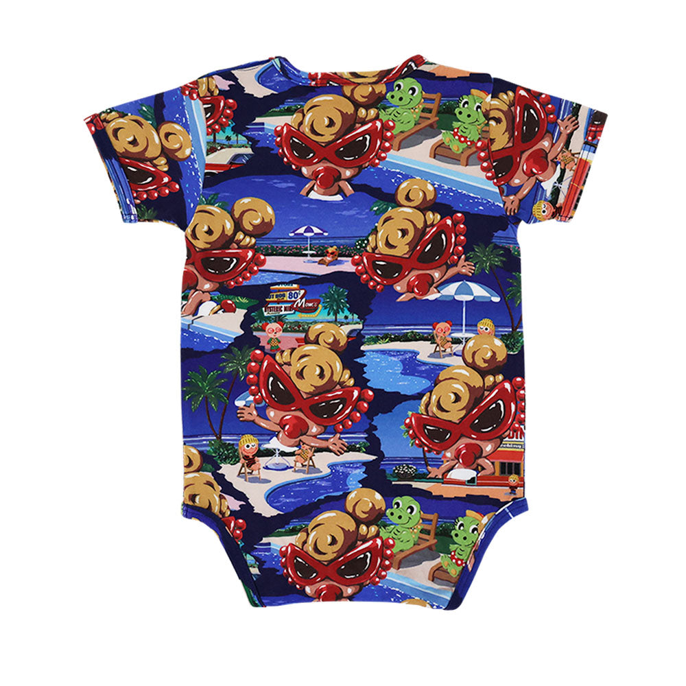 A SONG VACATION総柄 半袖ロンパース