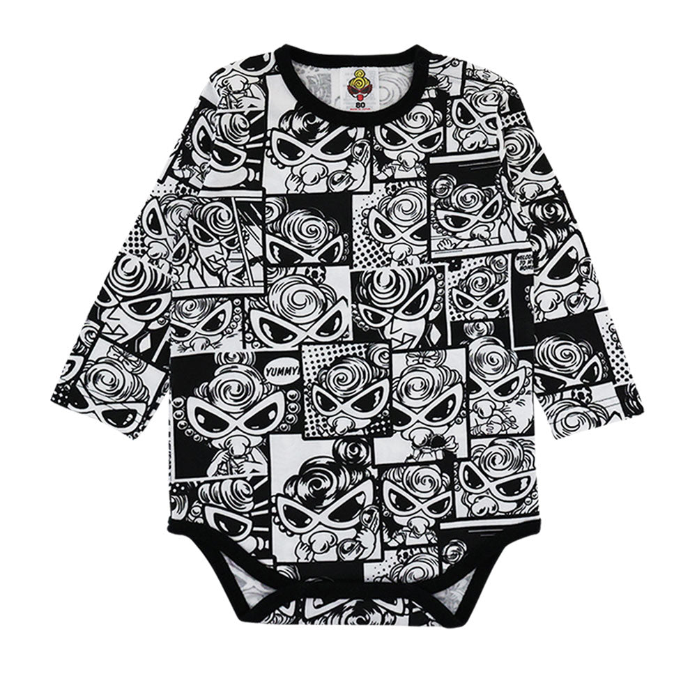 Catch the Moment monotone総柄 長袖ロンパース