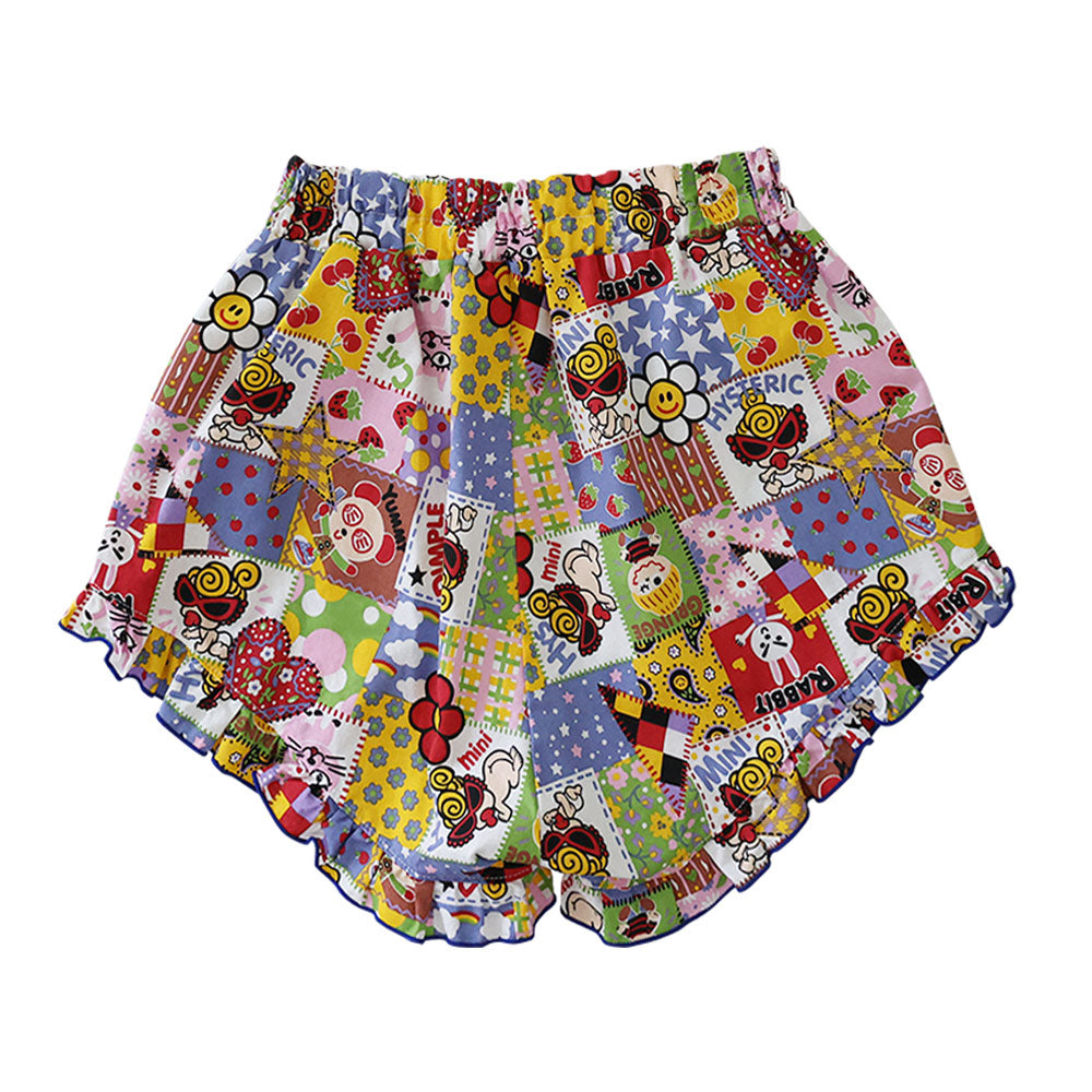 SCRAP PATCHWORK総柄 フリル付き ショートパンツ