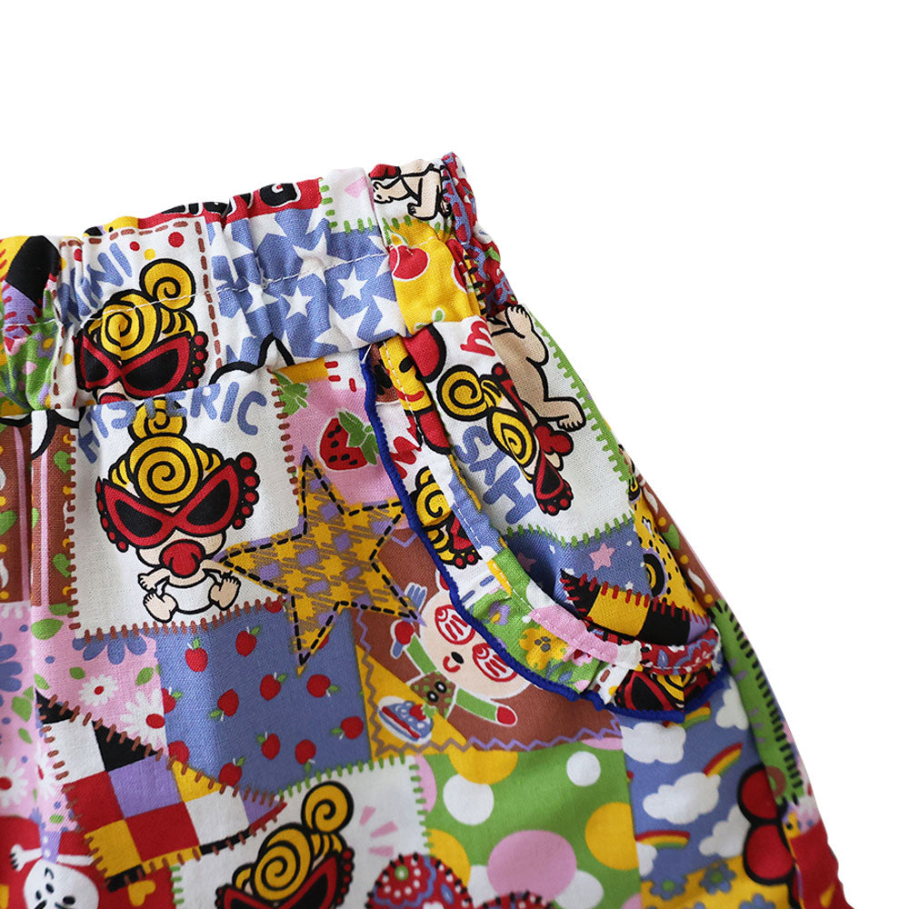 SCRAP PATCHWORK総柄 フリル付き ショートパンツ