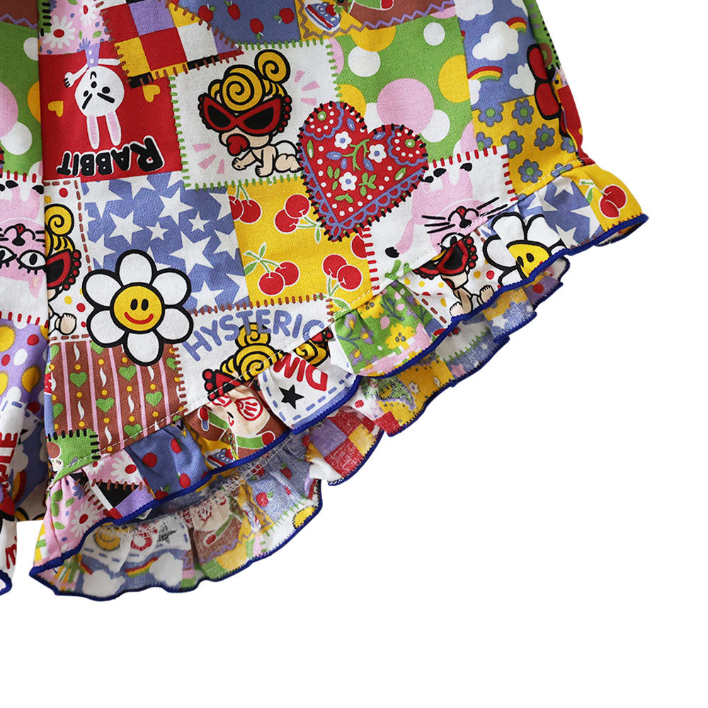 SCRAP PATCHWORK総柄 フリル付き ショートパンツ