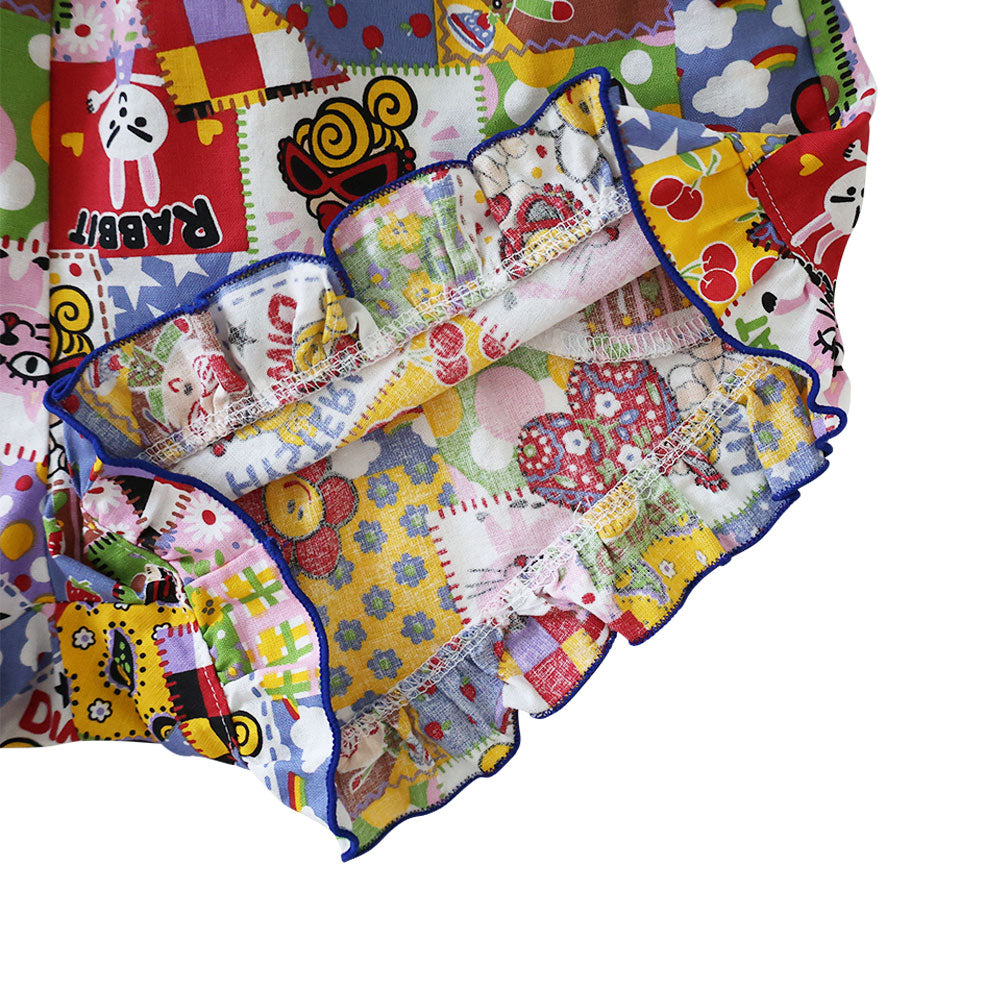 SCRAP PATCHWORK総柄 フリル付き ショートパンツ