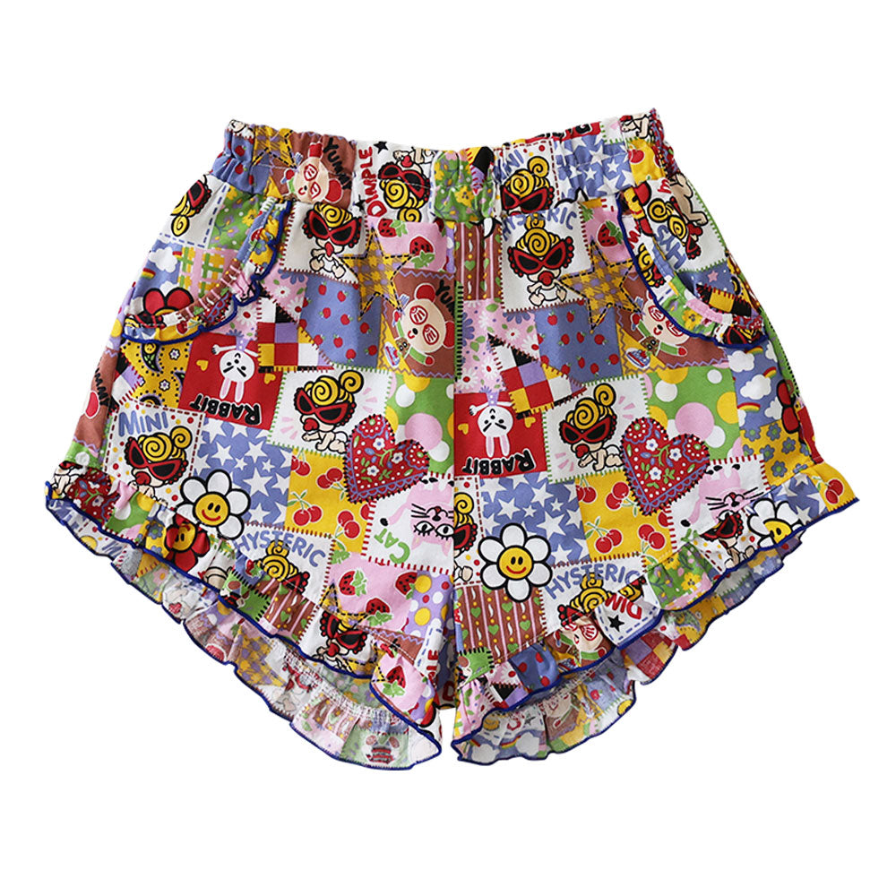 SCRAP PATCHWORK総柄 フリル付き ショートパンツ