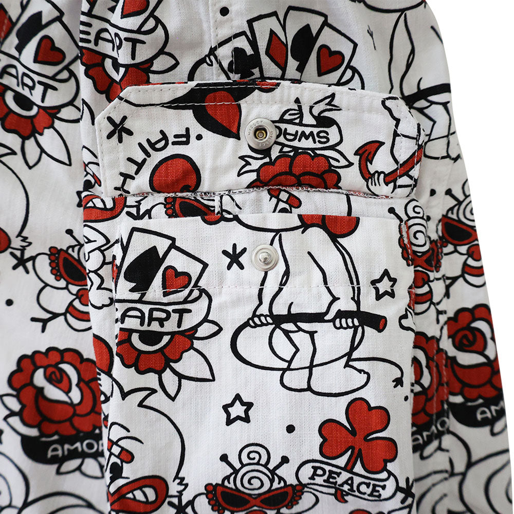 TATTOO PARLOUR総柄 5分丈 イージーパンツ