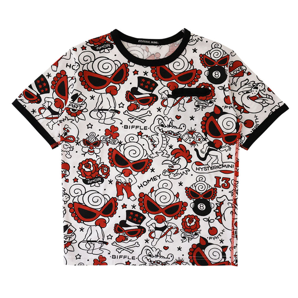 TATTOO PARLOUR総柄 半袖Tシャツ