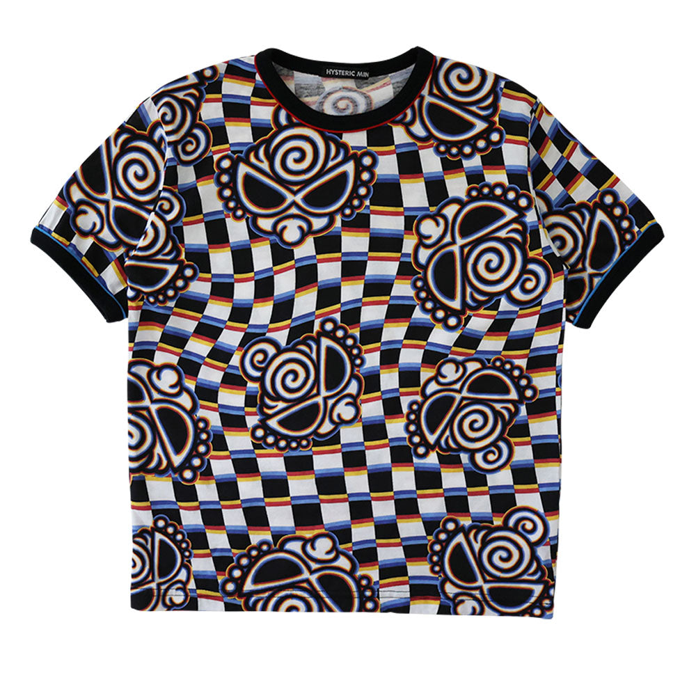 DISTORTION CHECKER総柄 半袖Tシャツ