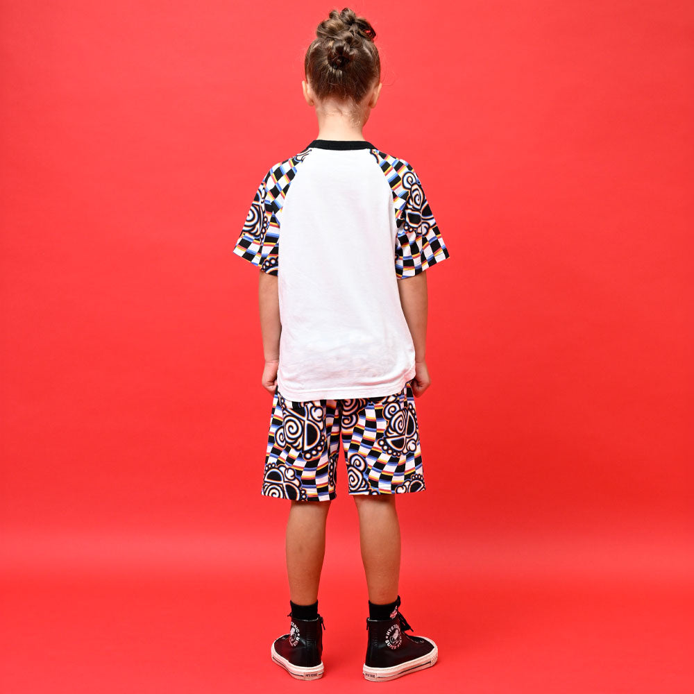DISTORTION CHECKER ラングラン半袖Tシャツ