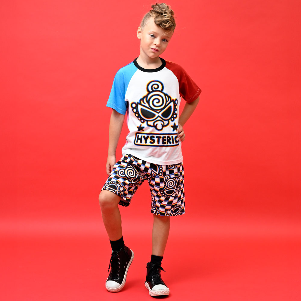 DISTORTION CHECKER マルチカラーラグランTシャツ – Hystericmini
