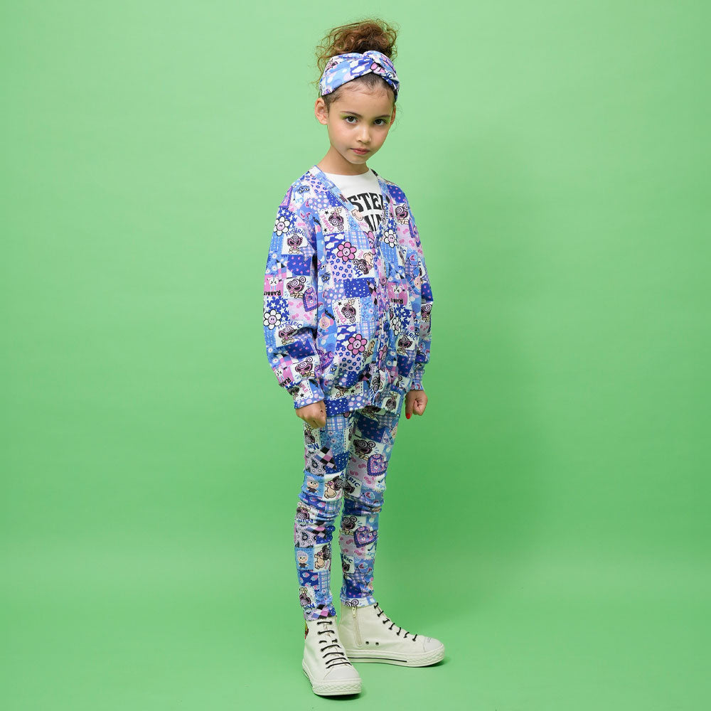 SCRAP PATCHWORK総柄 裏毛 カーディガン