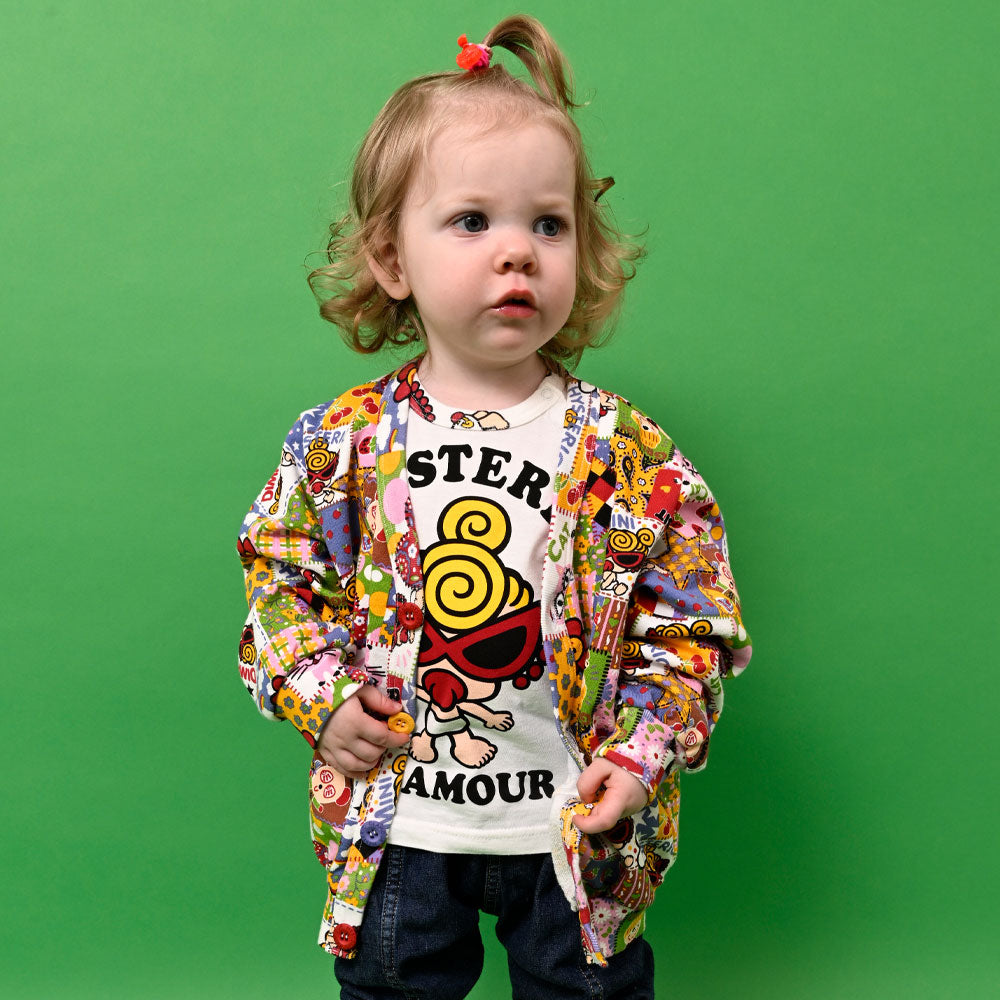 SCRAP PATCHWORK総柄 裏毛 カーディガン