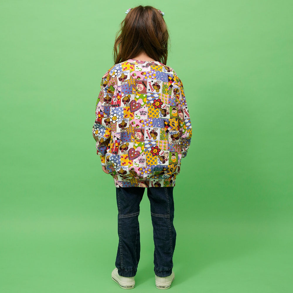 SCRAP PATCHWORK総柄 裏毛 カーディガン