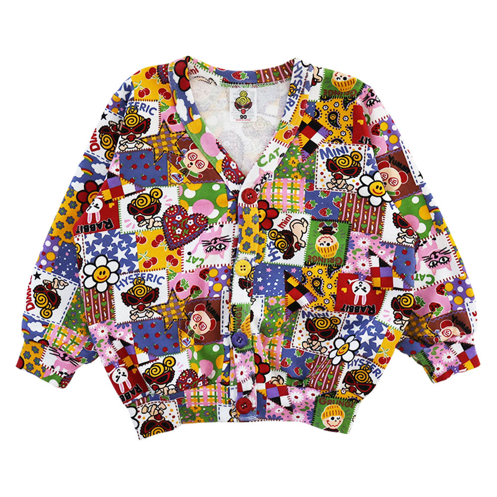 SCRAP PATCHWORK総柄 裏毛 カーディガン