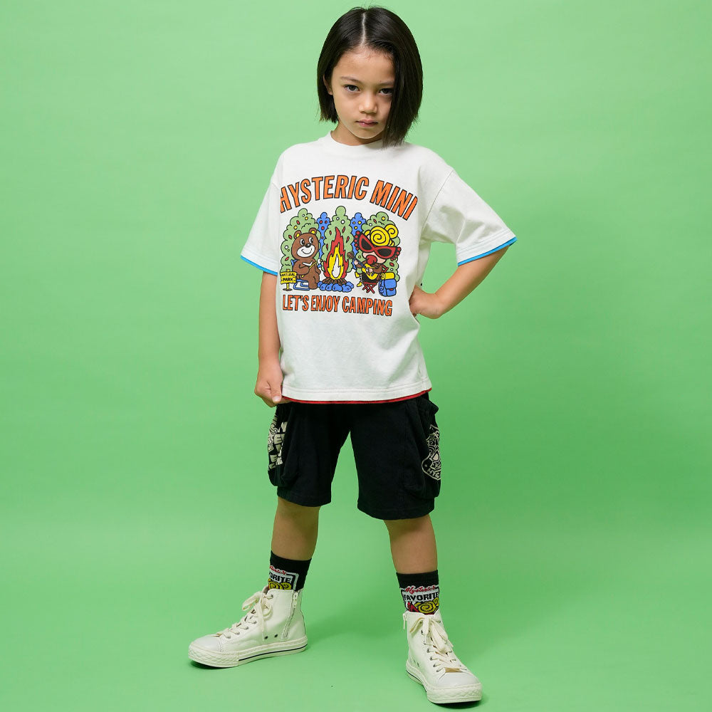 CAMP WITH BEAR&MINI 重ね着風 半袖Tシャツ