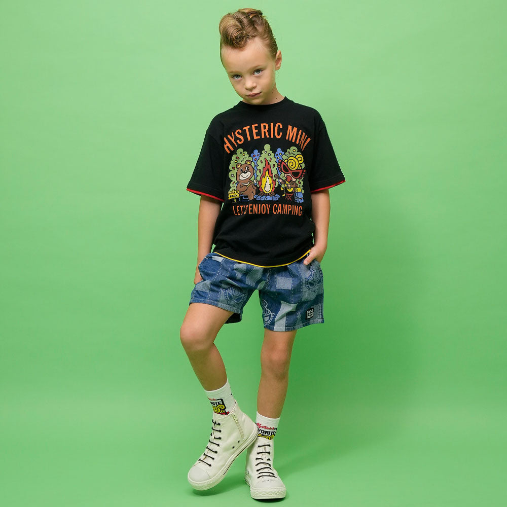 CAMP WITH BEAR&MINI 重ね着風 半袖Tシャツ