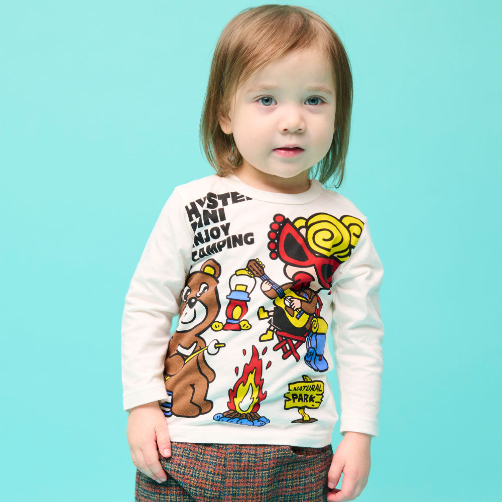 CAMP FIRE WITH MINI AND BEAR 長袖Tシャツ