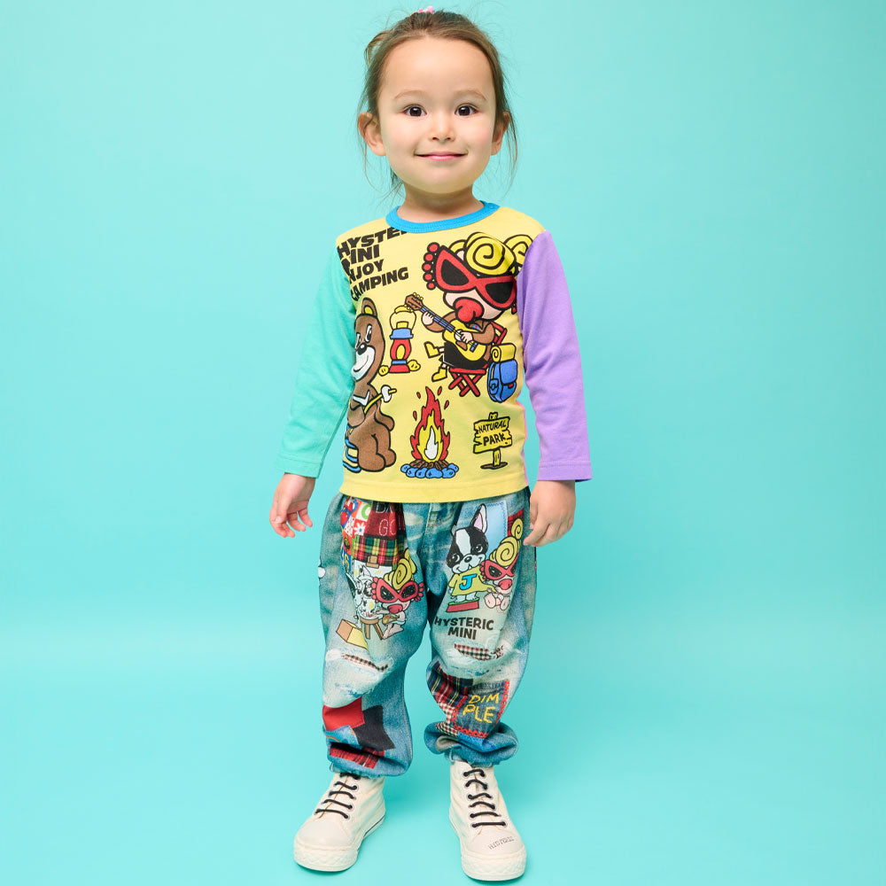 CAMP FIRE WITH MINI AND BEAR 長袖Tシャツ