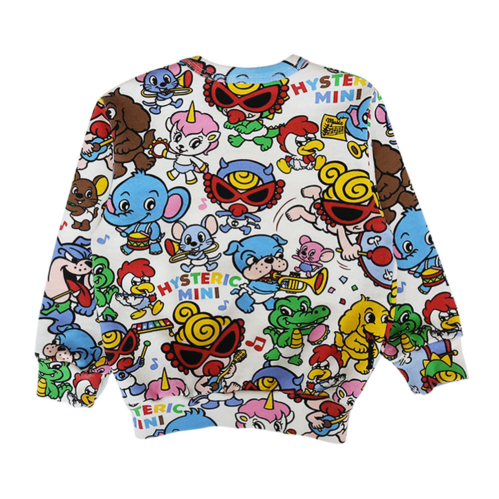 HYS-MINI BAND CLUB総柄 裏毛トレーナー