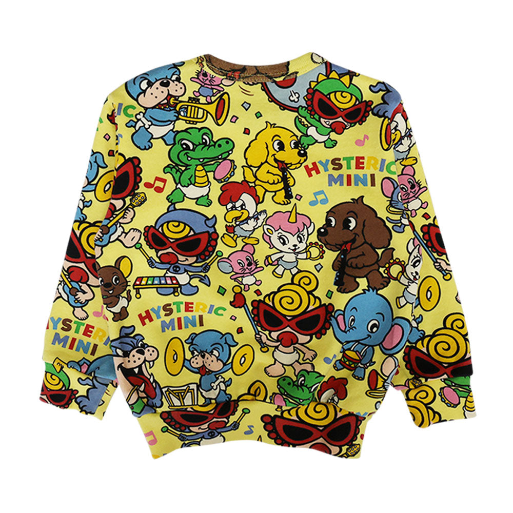 HYS-MINI BAND CLUB総柄 裏毛トレーナー