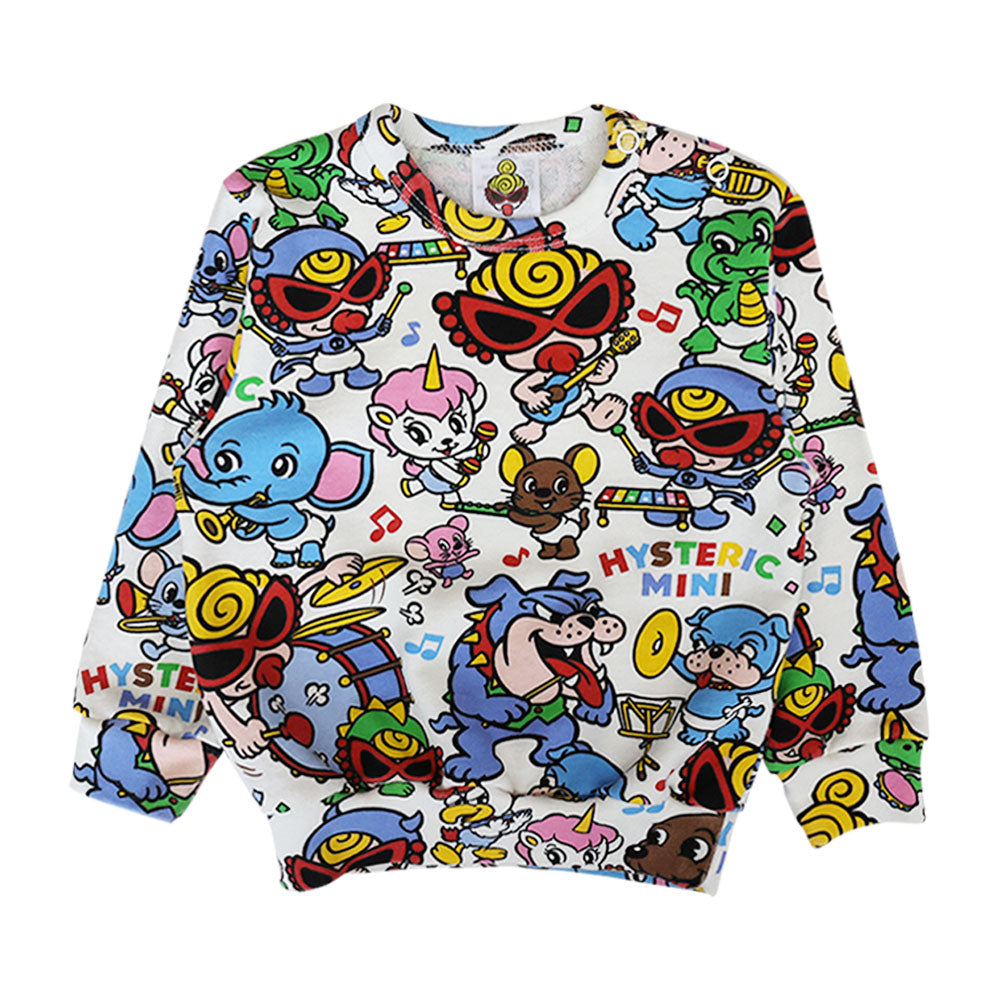 HYS-MINI BAND CLUB総柄 裏毛トレーナー