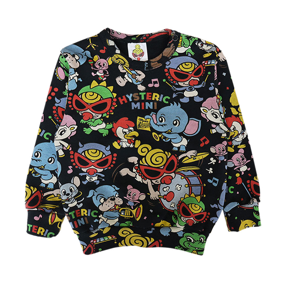 HYS-MINI BAND CLUB総柄 裏毛トレーナー