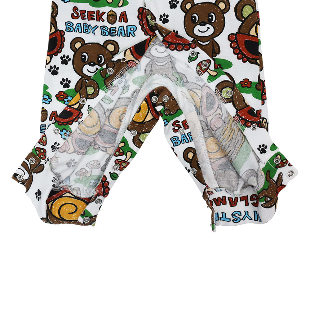 SEEK A BABY BEAR総柄 カバーオール