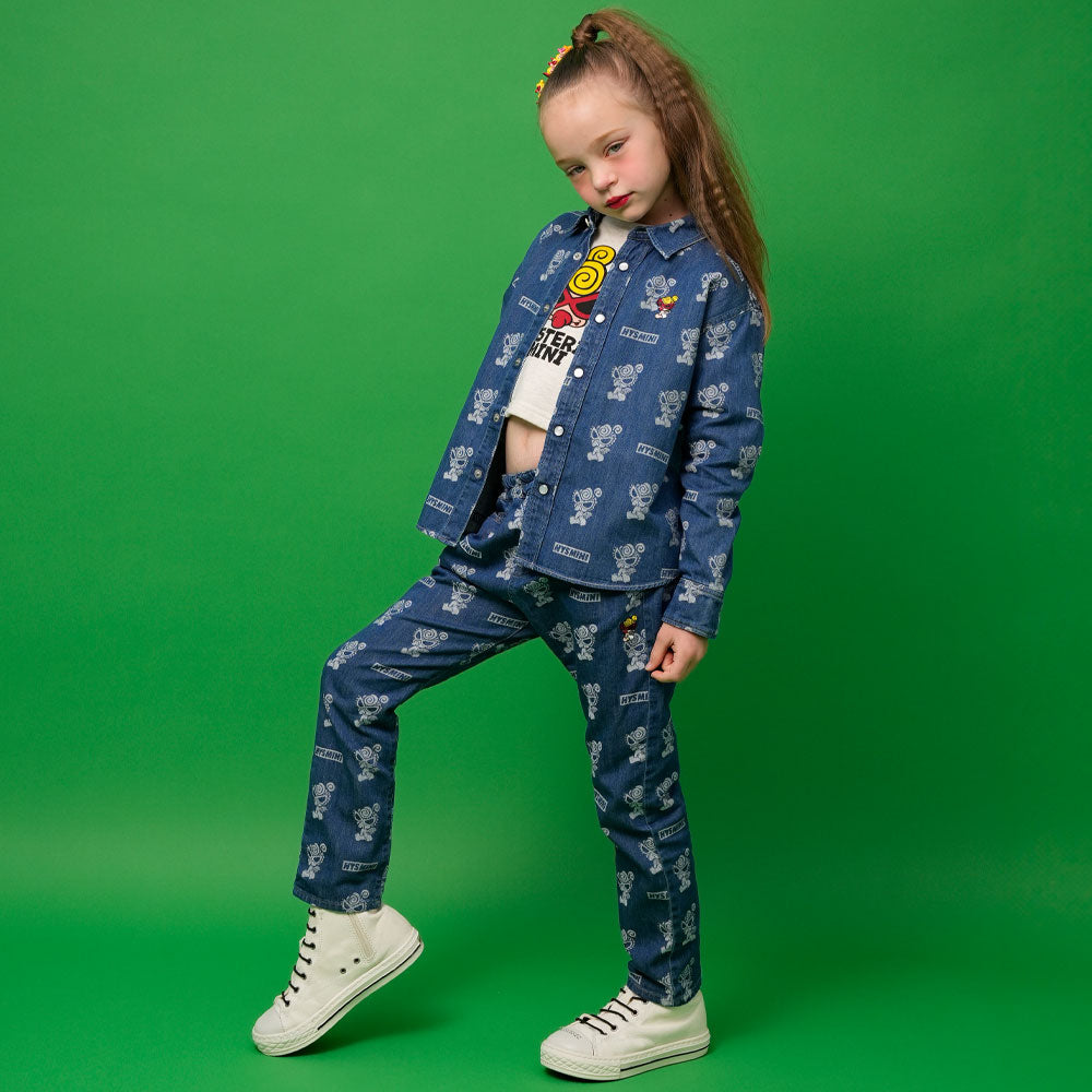 ANGEL MINI総柄 ライトオンデニム ジャガードパンツ