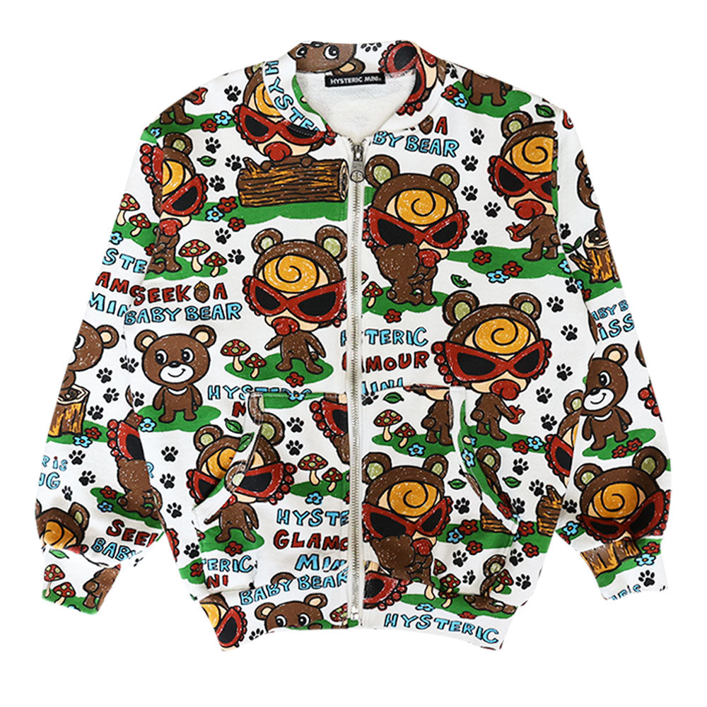 SEEK A BABY BEAR総柄 裏毛ブルゾン