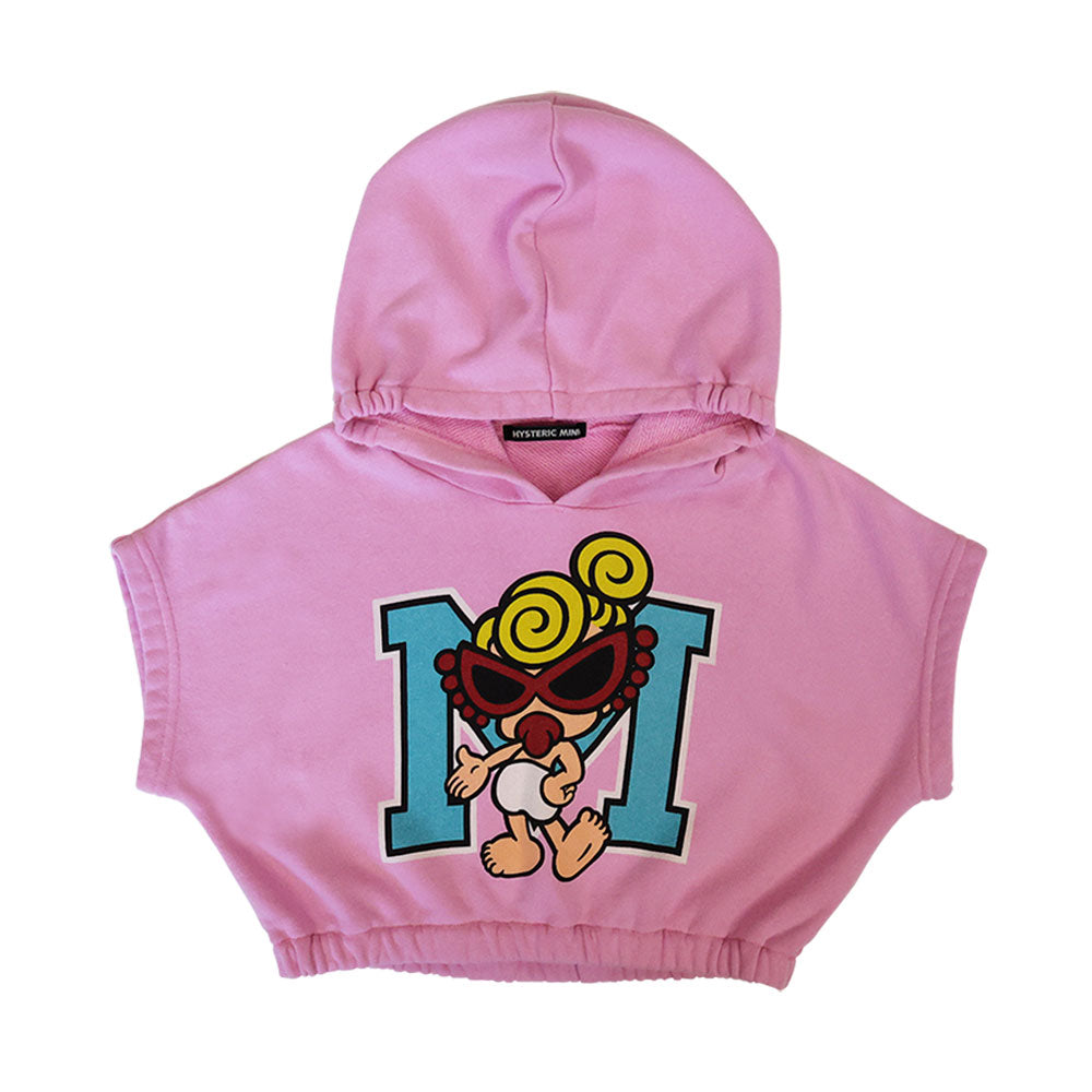 M ロゴ 裏毛ショート丈フーディー