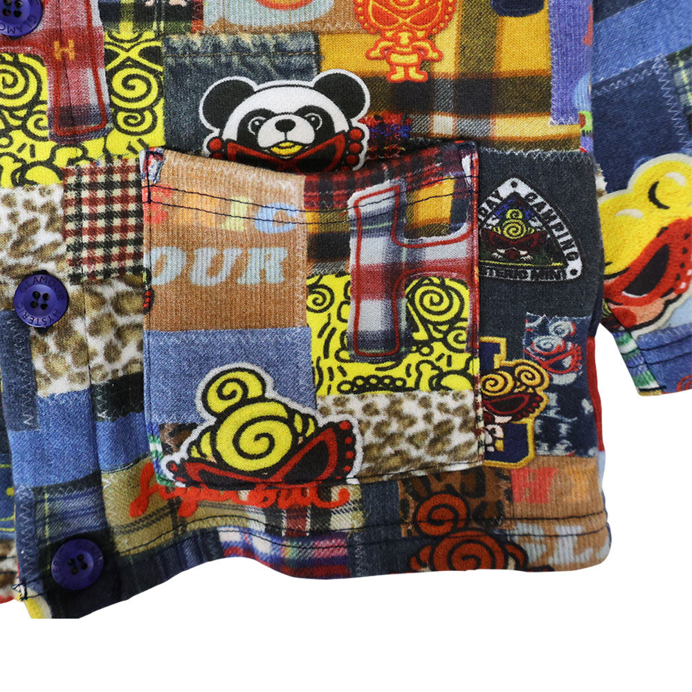 MESSY PATCHWORK総柄 Viscotex 裏毛カーディガン