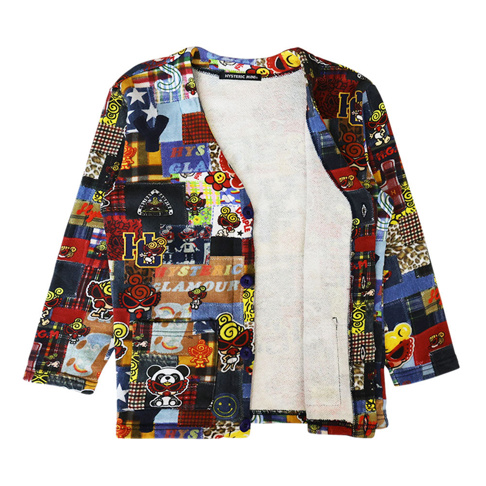 MESSY PATCHWORK総柄 Viscotex 裏毛カーディガン