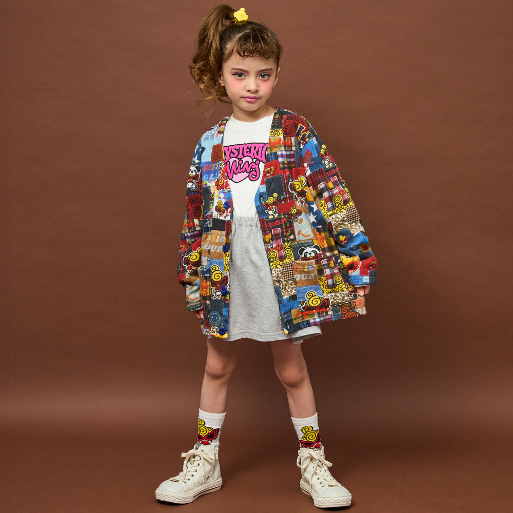 MESSY PATCHWORK総柄 Viscotex 裏毛カーディガン