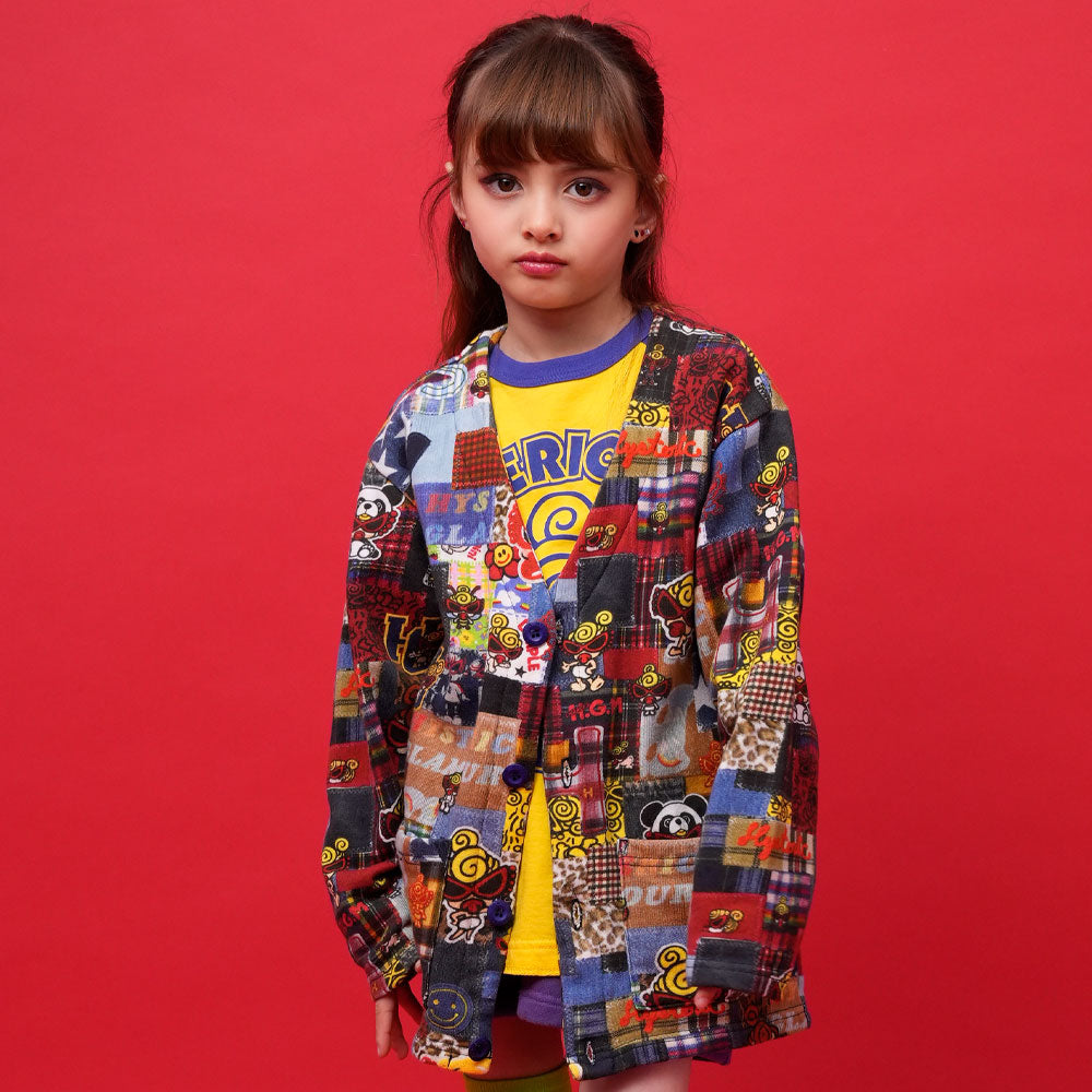 MESSY PATCHWORK総柄 Viscotex 裏毛カーディガン