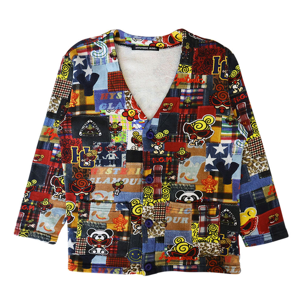 MESSY PATCHWORK総柄 Viscotex 裏毛カーディガン