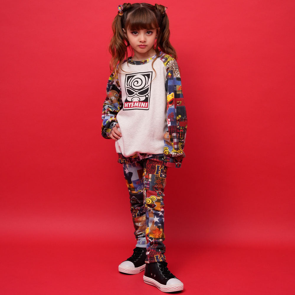 MESSY PATCHWORK総柄 ボンバー裏毛 Viscotex スキニーパンツ