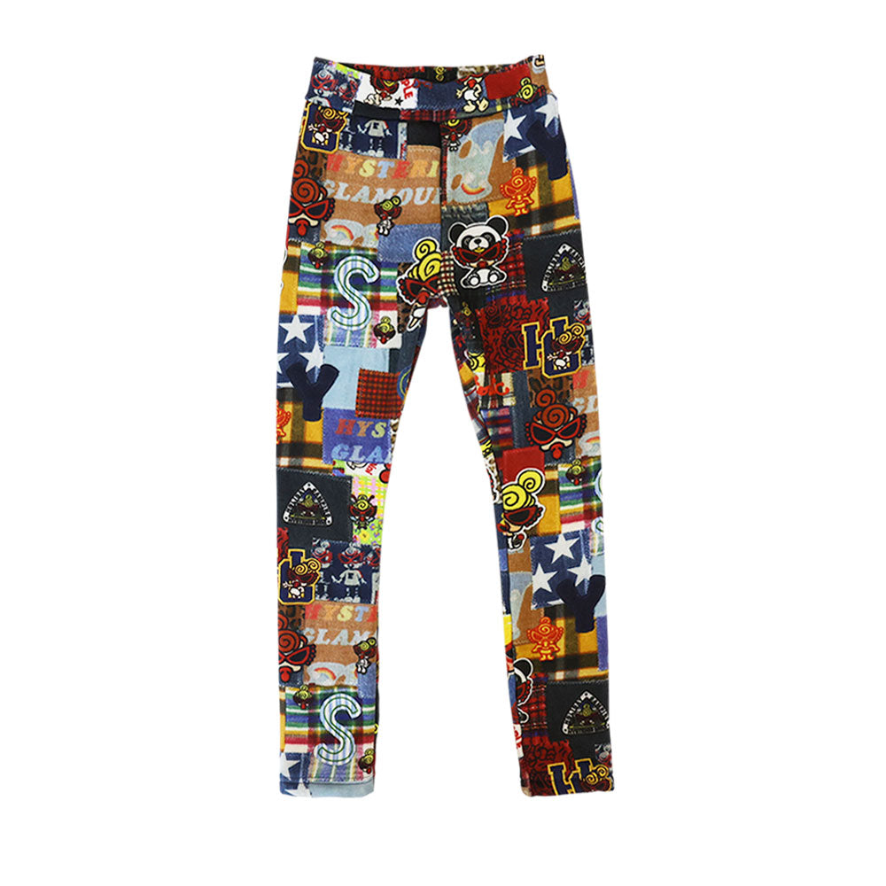 MESSY PATCHWORK総柄 ボンバー裏毛 Viscotex スキニーパンツ