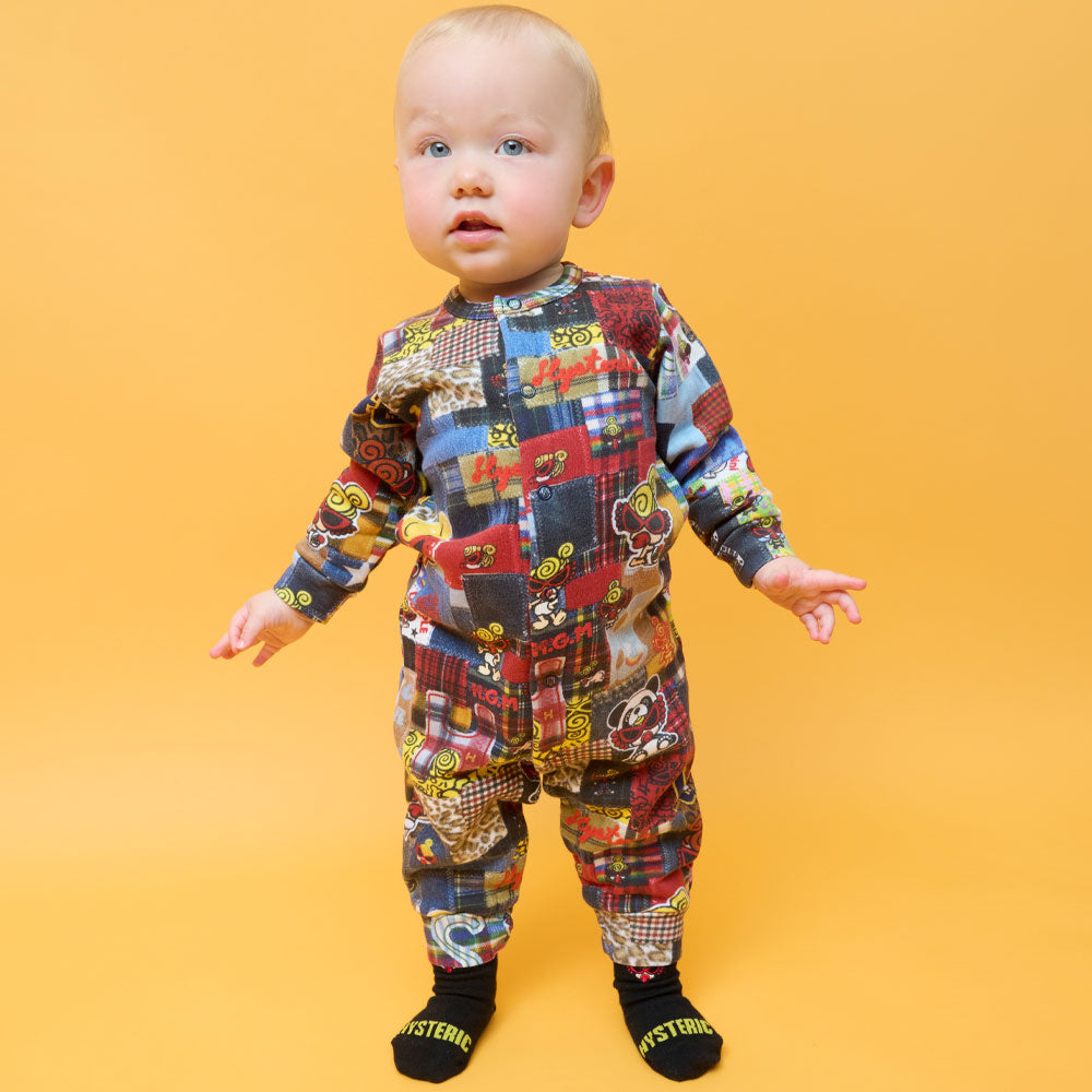 MESSY PATCHWORK総柄 Viscotex 裏毛カバーオール