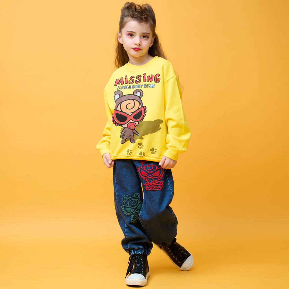 ストレッチニットデニム SELFISH BABY刺繍入り 10分丈パンツ