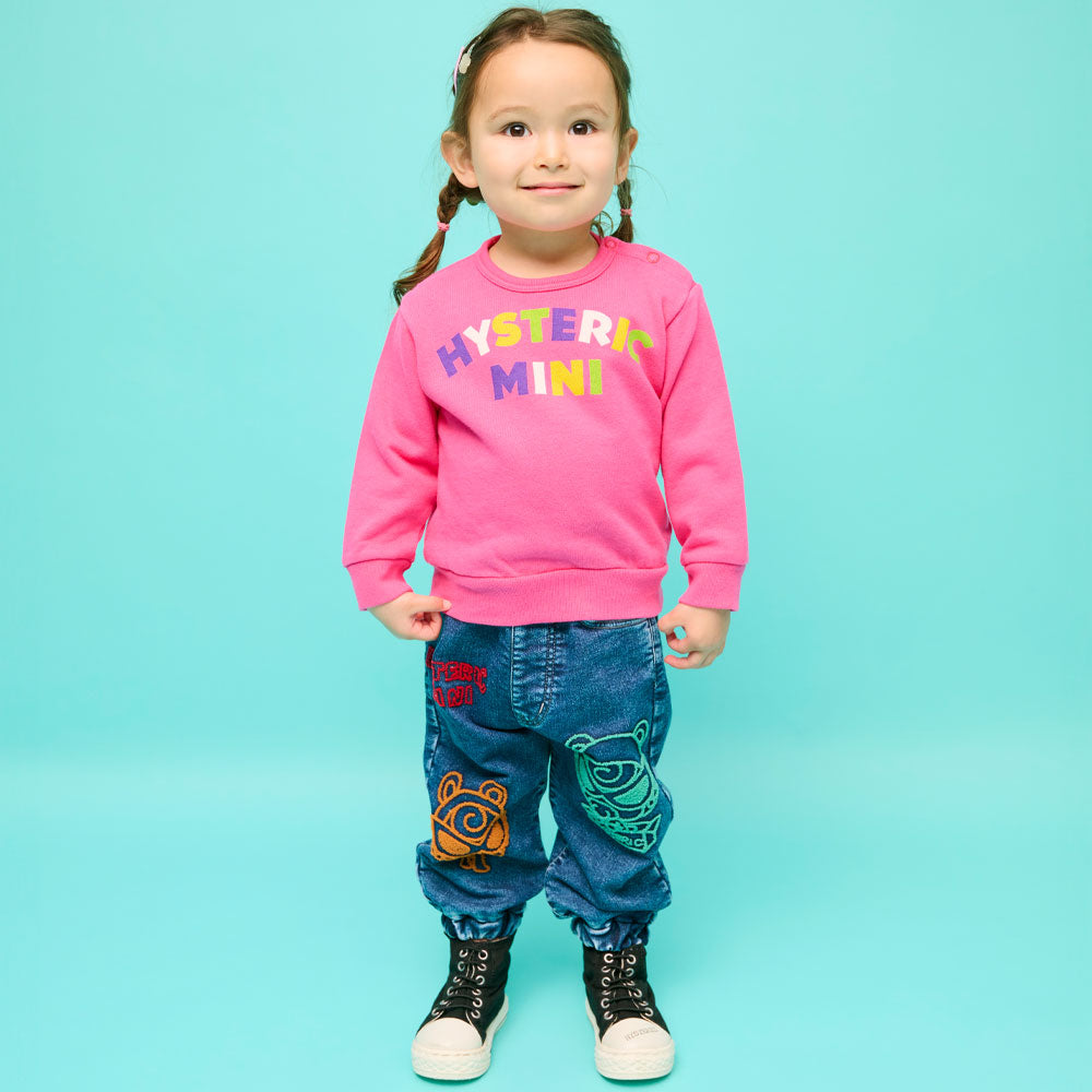 ストレッチニットデニム SELFISH BABY刺繍入り 10分丈パンツ