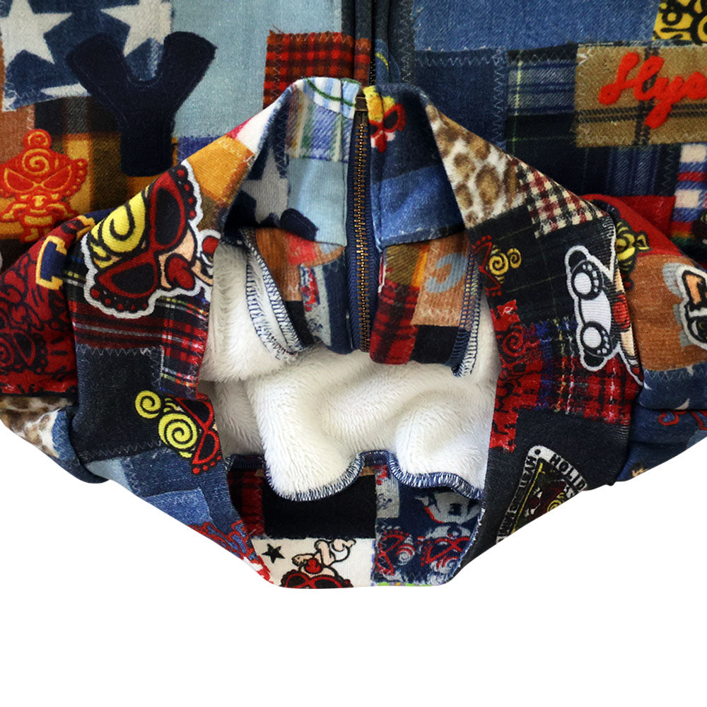 MESSY PATCHWORK総柄 Viscotex ボンバー裏毛 ブルソン