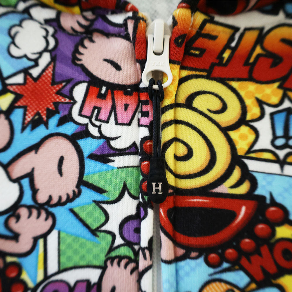 AMAZING COMICS総柄 Viscotex 裏毛パーカー