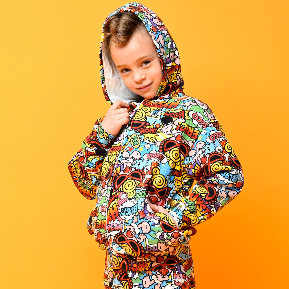 AMAZING COMICS総柄 Viscotex 裏毛パーカー