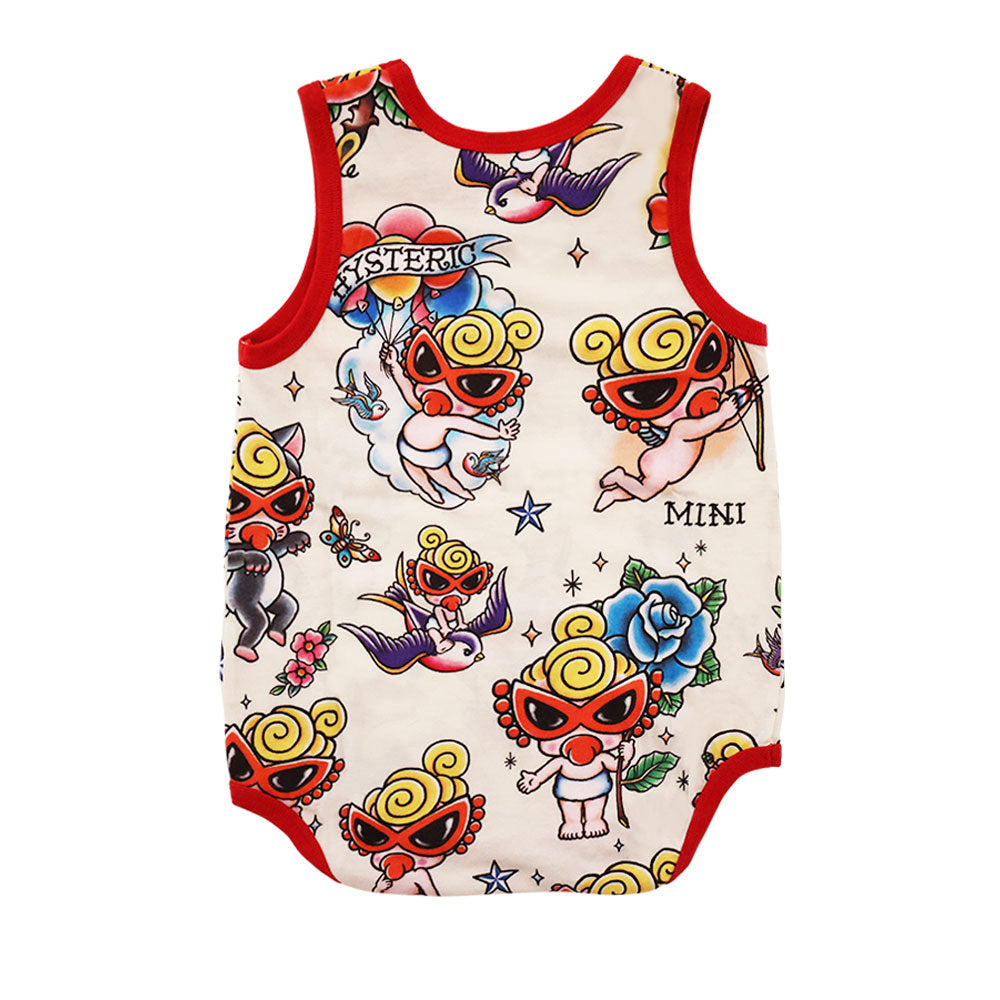 TATTOO総柄 ノースリーブロンパース