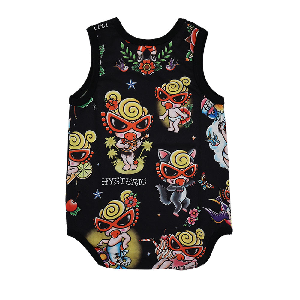 TATTOO総柄 ノースリーブロンパース