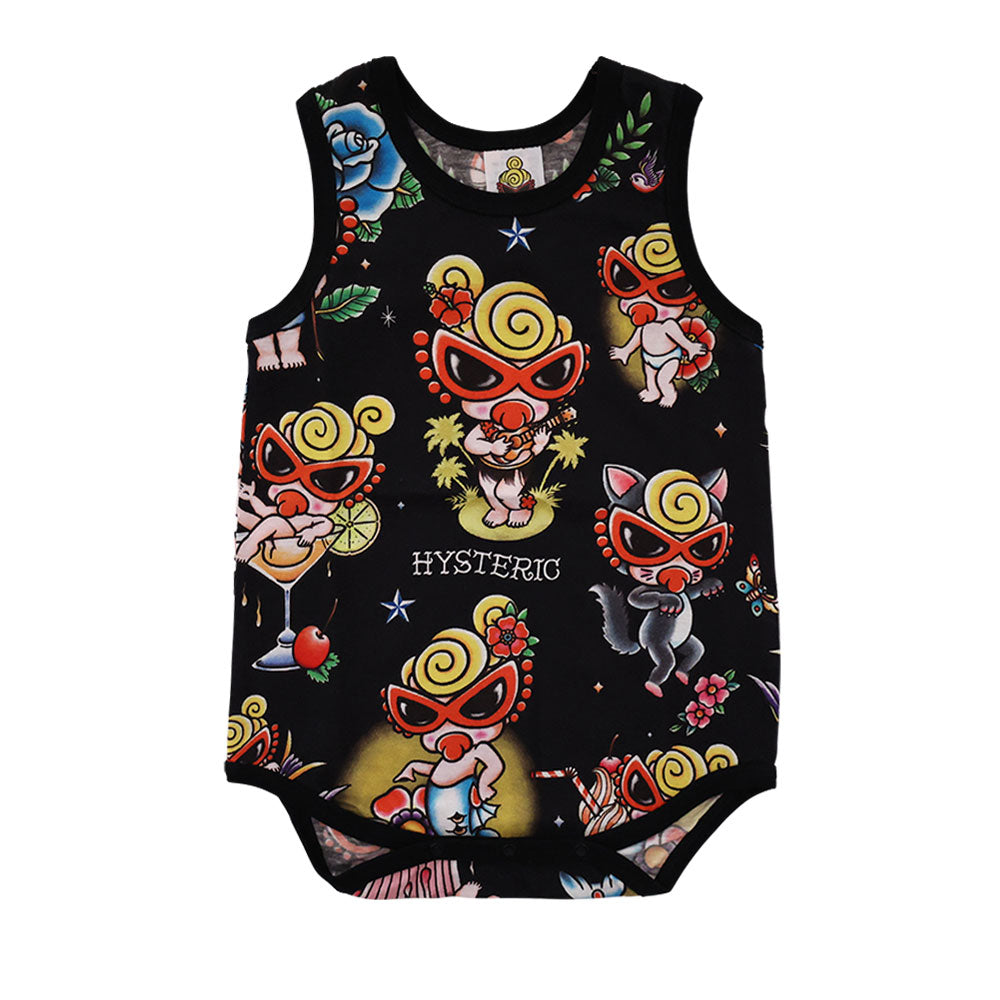 TATTOO総柄 ノースリーブロンパース